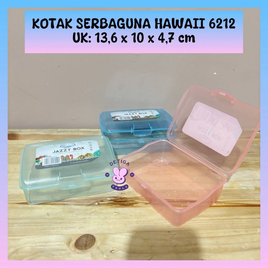 HAWAII 6212 Kotak Plastik Mini Serbaguna Tanpa Sekat/Storage Jazzy Box/Tempat Penyimpanan kecil