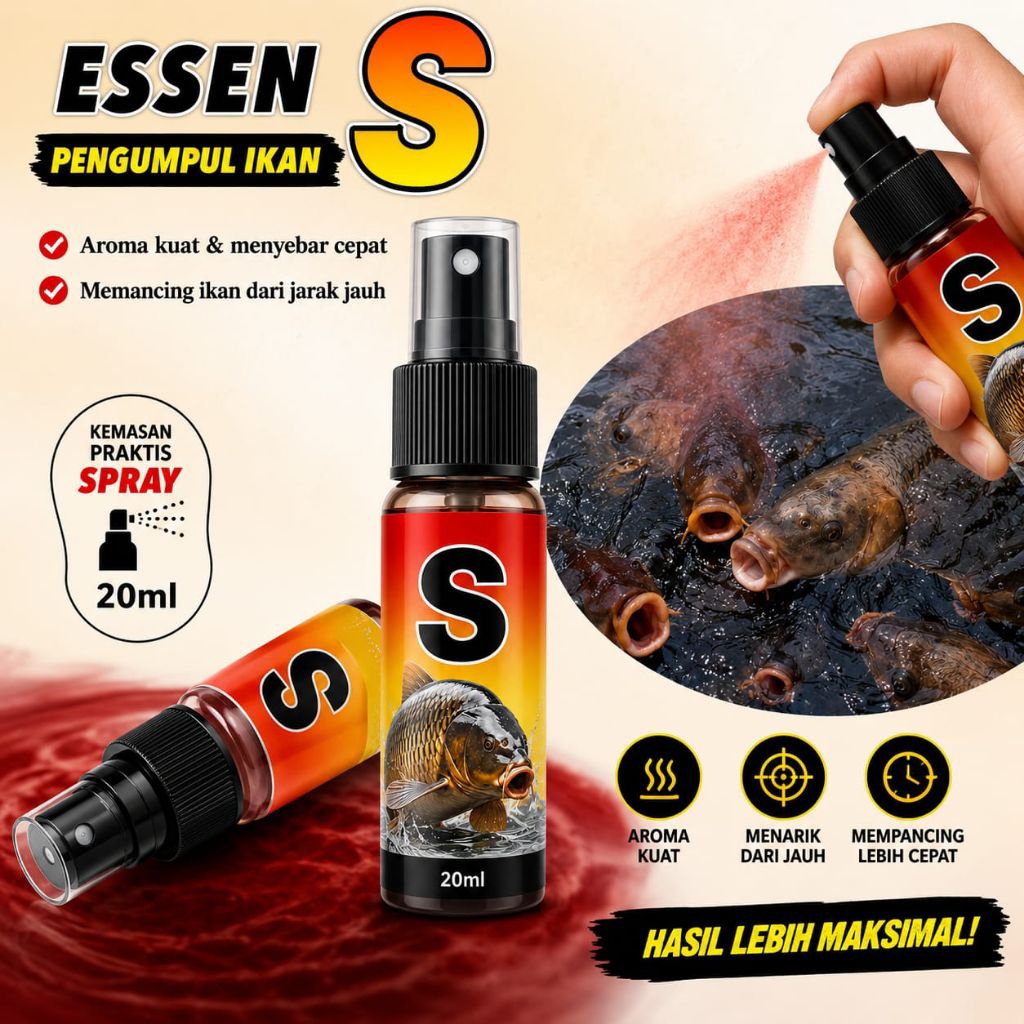 ESSEN S Pemanggil Ikan Premium 20ml | Essen Nila Mas Tombro Gurame | Booster Umpan Mancing