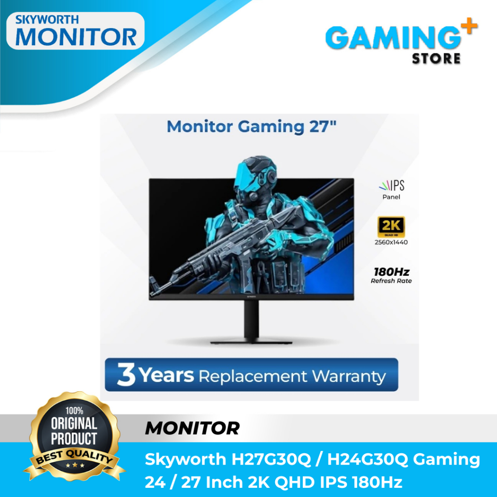 Monitor Skyworth H27G30Q / H24G30Q Gaming 24 / 27 Inch 2K QHD Fast IPS 180Hz 1ms HDR10 FreeSync Orig