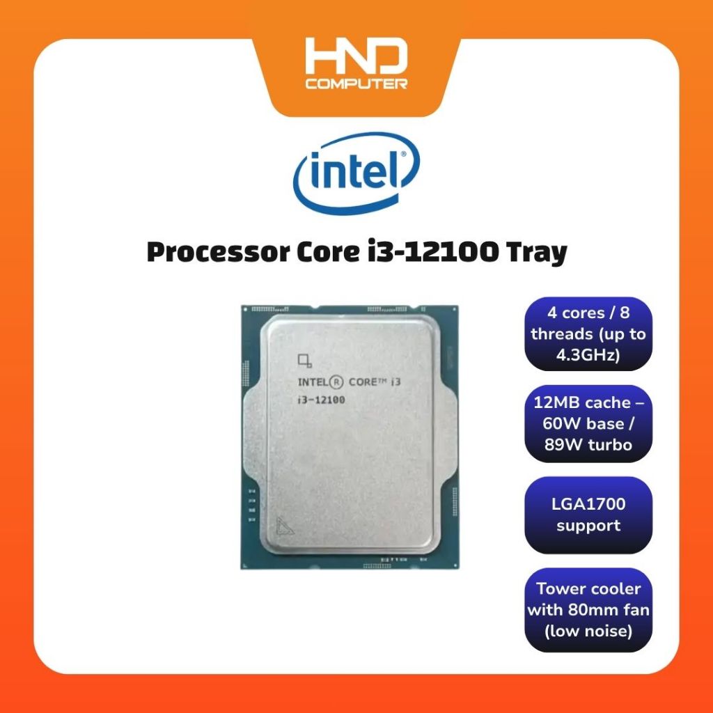 Intel Processor Core i3-12100 TrayPRC-I3-12100(T)