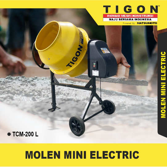 Molen Elektrik 200 Liter Tigon Molen Mini Listrik Mesin Pengaduk Semen