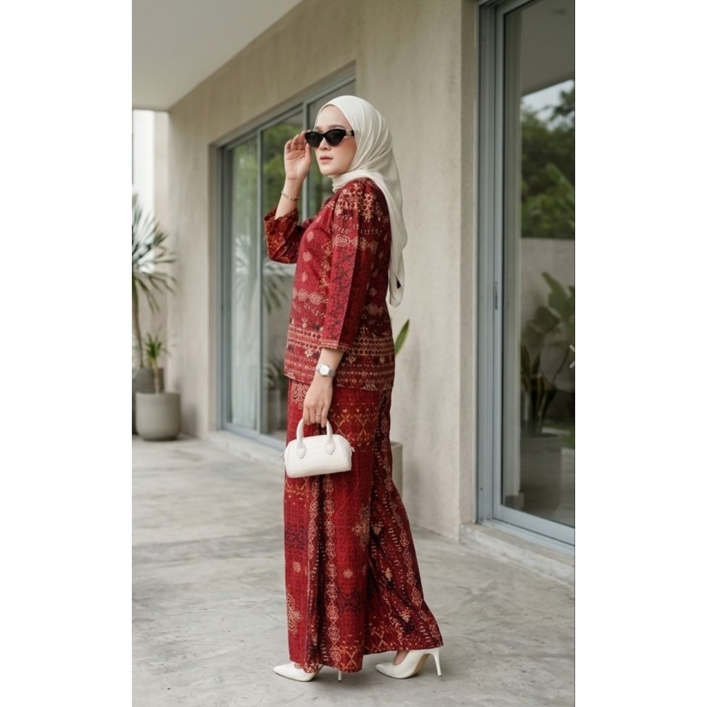 NAZLA ONE SET KULOT BAHAN SHAKILA LEMBUT 110 PB 65 KULOT PINGGANG KARET LP 100 SIMPLE DAN ELEGAN