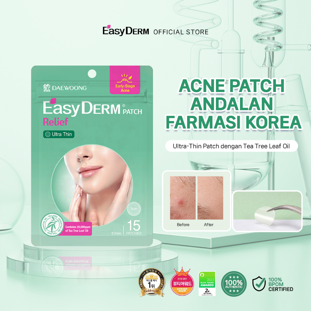 EasyDerm Beauty Relief (15 pcs) - Acne Care Pimple Patch Sticker Jerawat Tipis Korea BPOM Tea Tree L