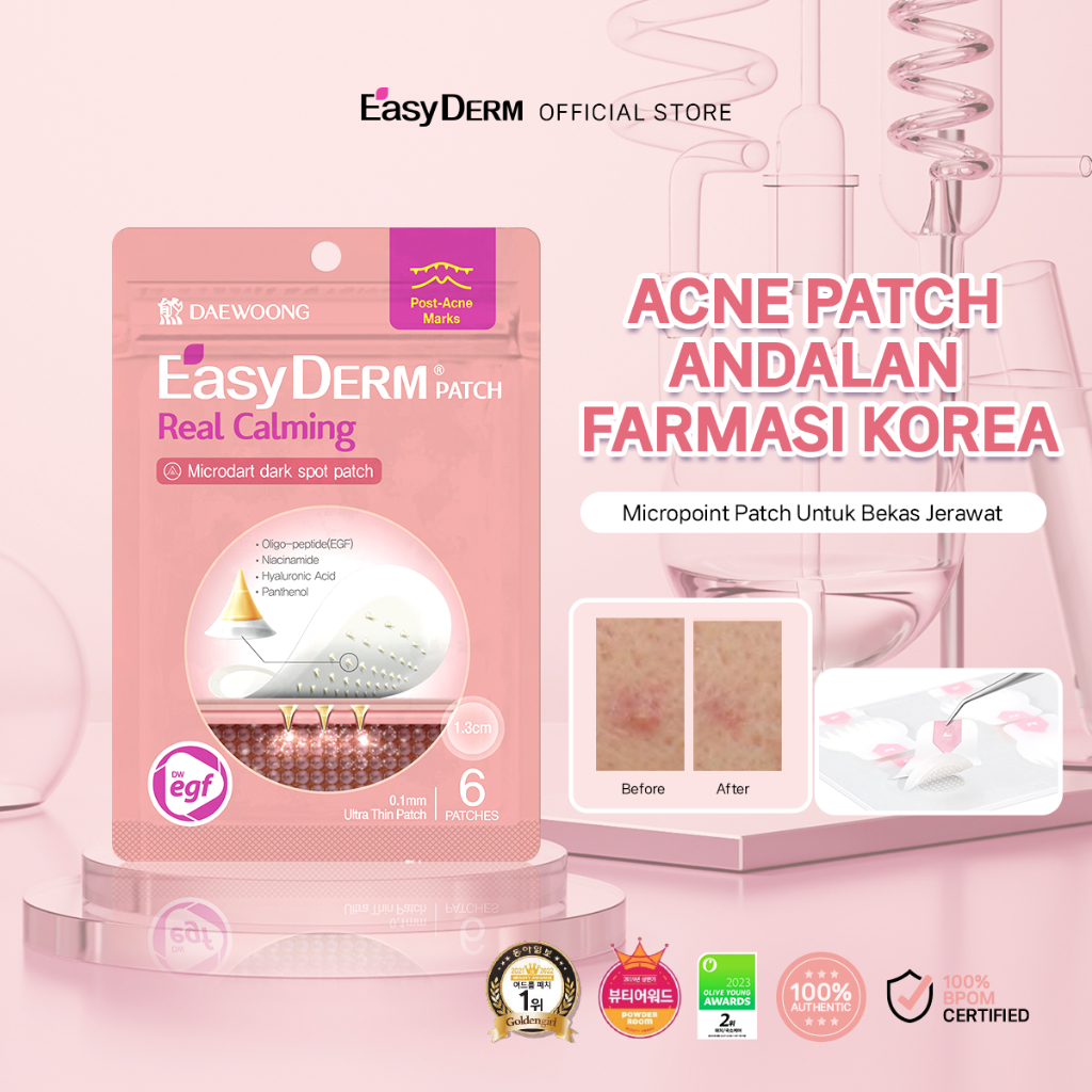 EasyDerm Beauty Real Calming Micropoint (6 pcs) - Pimple Acne Care Patch Perawatan Bekas Jerawat Men