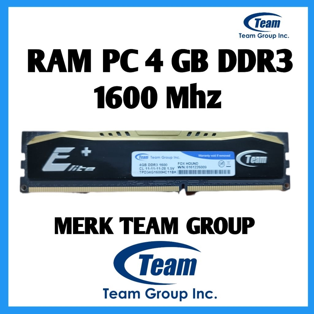 RAM PC 4 GB DDR3 TEAM ELITE
