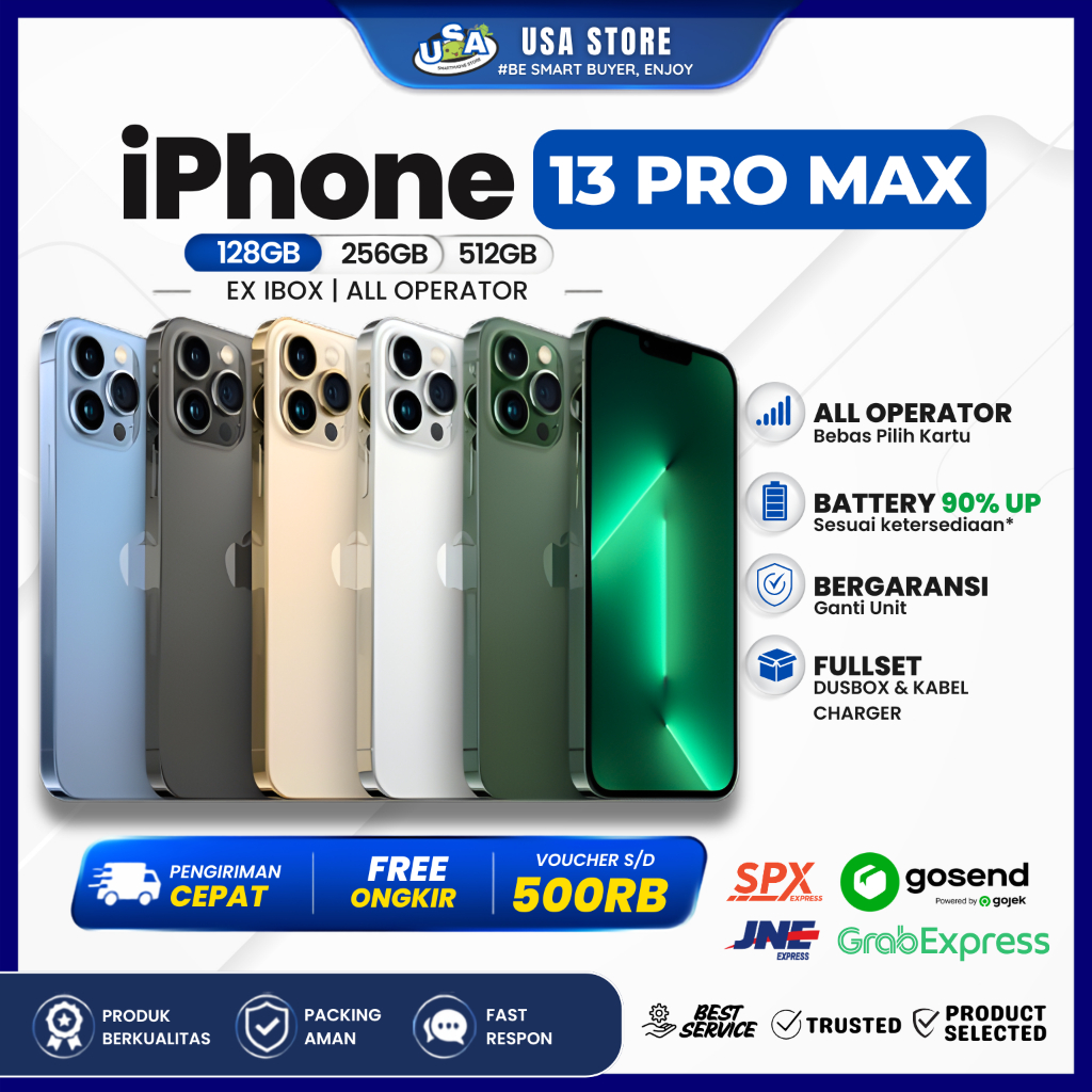 iPhone 13 Pro Max ex Ibox BerGaransi 100%Original iPhone Fullset All Operator 128GB 256GB 512GB