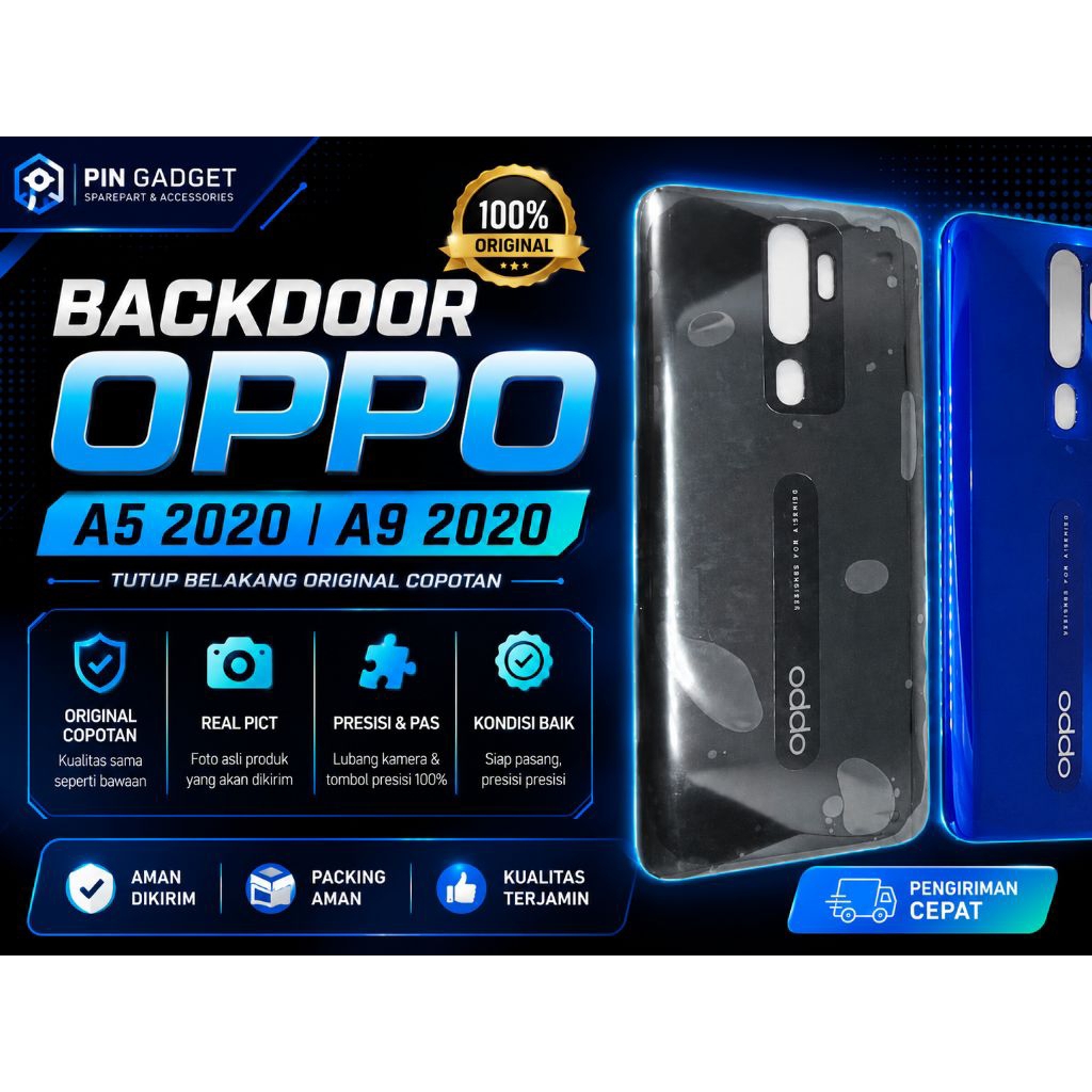 Casing Belakang OPPO A5 / A9 2020 warna hitam Original Bekas Copotan