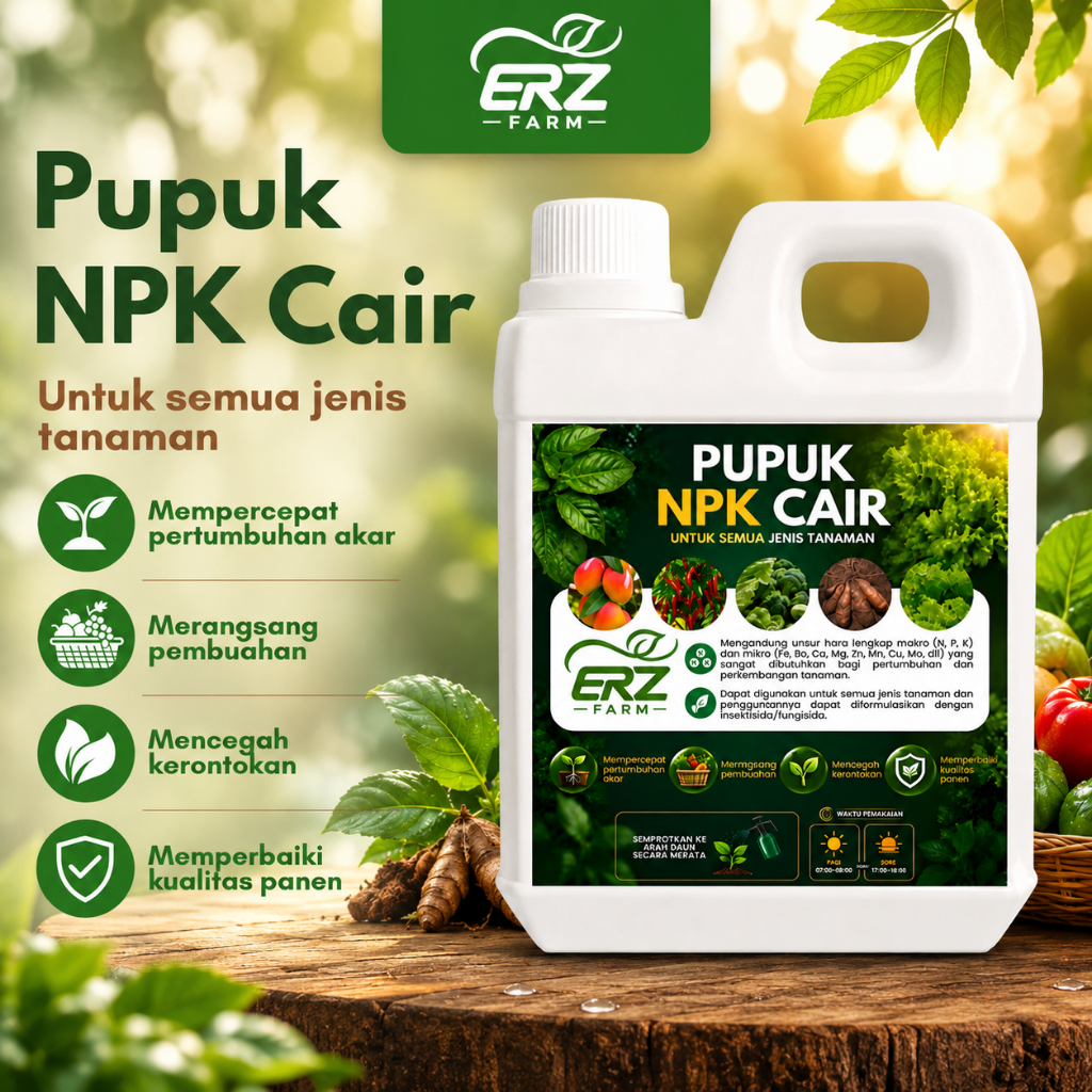 ERZ NPK– PUPUK CAIR NPK Pembungaan & Pembuahan Tanaman | 1000 ml