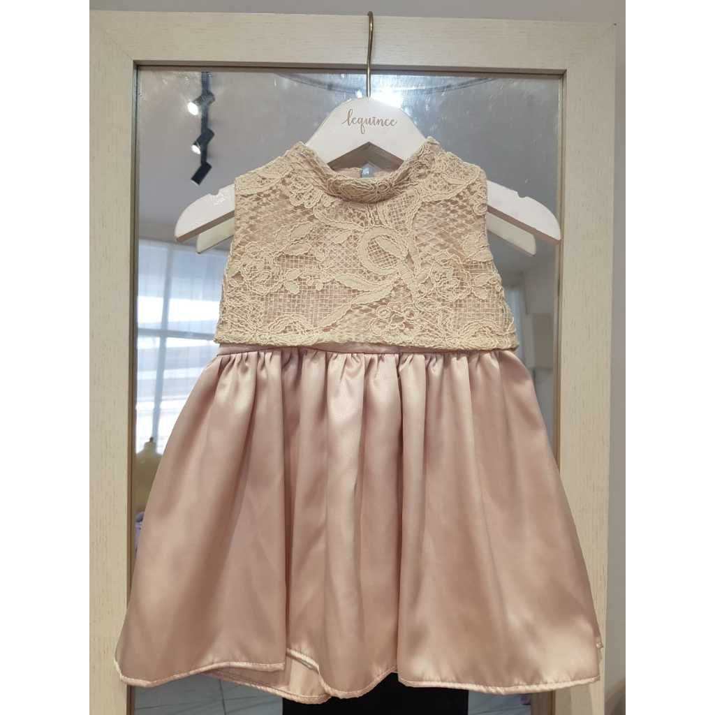 Lequince - Dress Pesta Anak Perempuan - Gaun Brokat Kombinasi Satin
