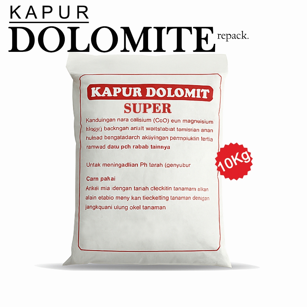 10 Kg - Kapur Dolomite Super Kemasan Repack Untuk Pertanian Peternakan Perikanan Dolomit
