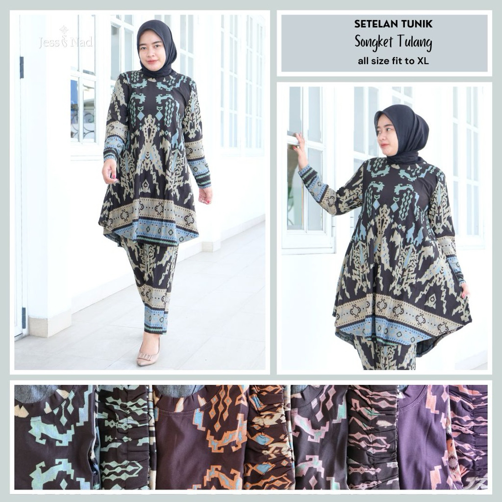 YOUKEN.SHOP-SET TUNIK  bahan calvin jeans denim bahan premium