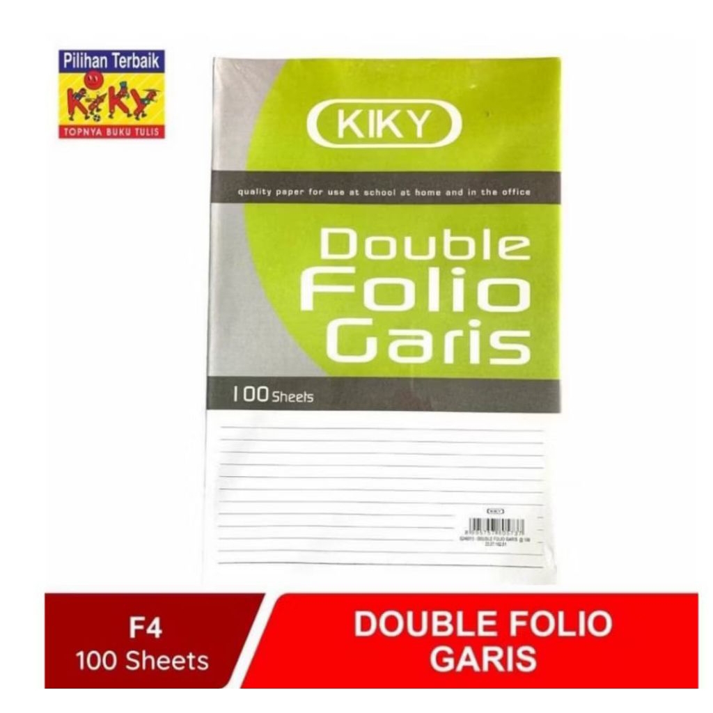 KIKY KERTAS DOUBLE FOLIO BERGARIS/ KERTAS DOUBLE FOLIO 100 LEMBAR,200 LEMBAR