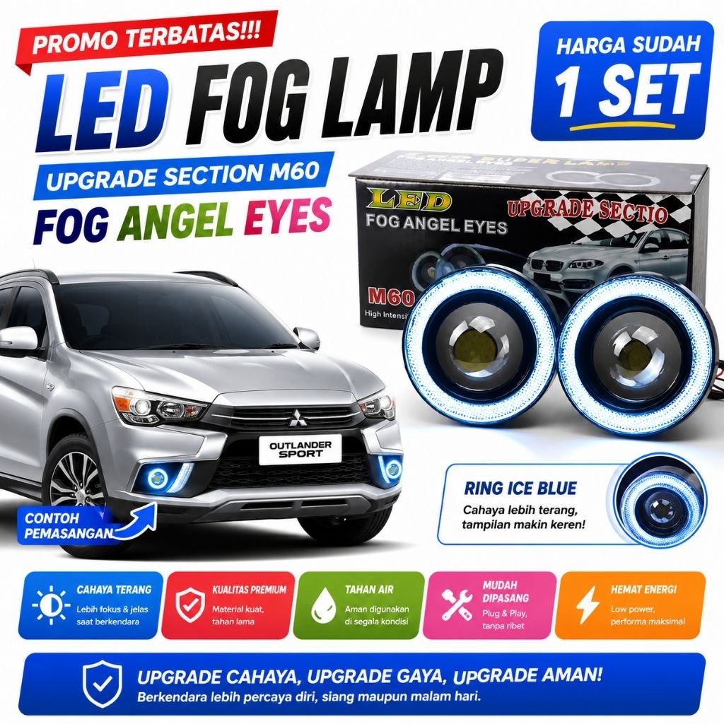 LAMPU FOGLAMP  AVANZA XENIA VIOS RUSH TERIOS INNOVA AGYA SIGRA CAYLA ANGEL EYES MOBIL PROJIE LED 89M