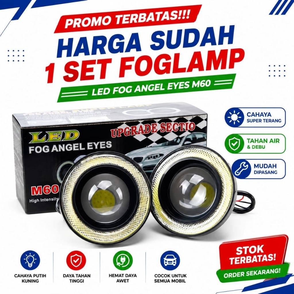 Lampu Kabut Foglamp 89MM Angel Eyes Toyota Avanza Xenia Rush Terios LED Projector