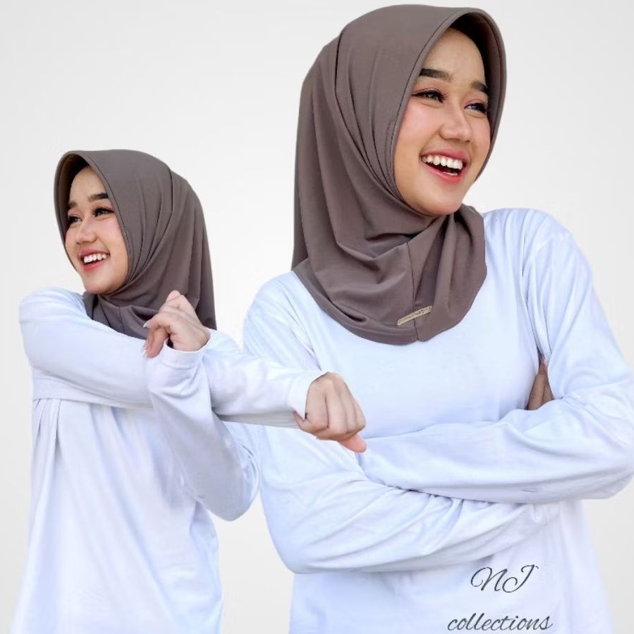 hijab sport volly/gym/senam/basket polos BAHAN JERSEY kerudung olahraga