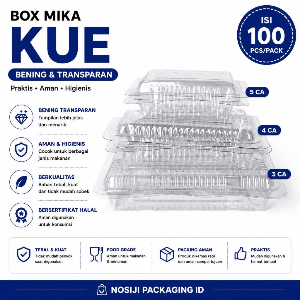 100pcs Mika Kue ukuran 3 4 5 - Mika 3ca 4ca 5ca - Tray Makanan - Box Makanan