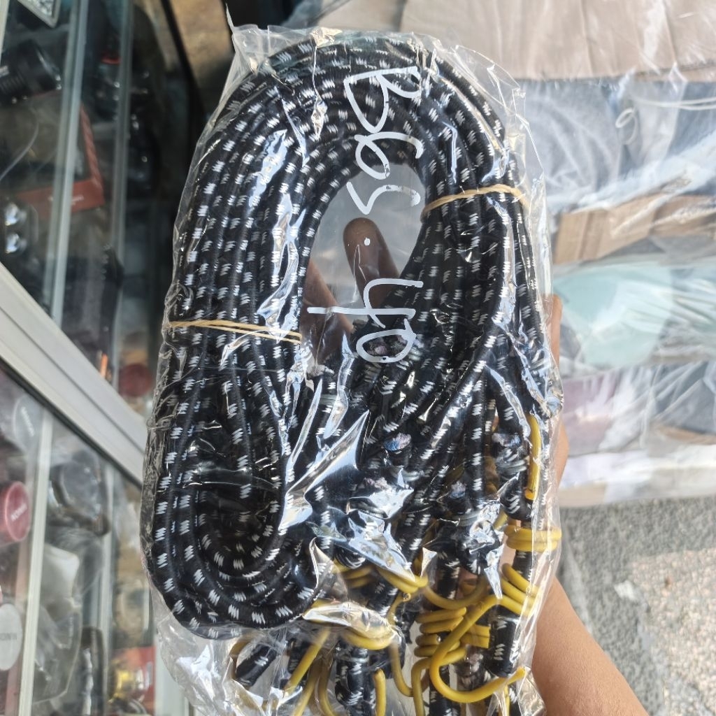 Tali bagasi pipih gepeng 1 meter / TALI BARANG tali bagasi motor tali helm 1 pcs / tali melar / tali