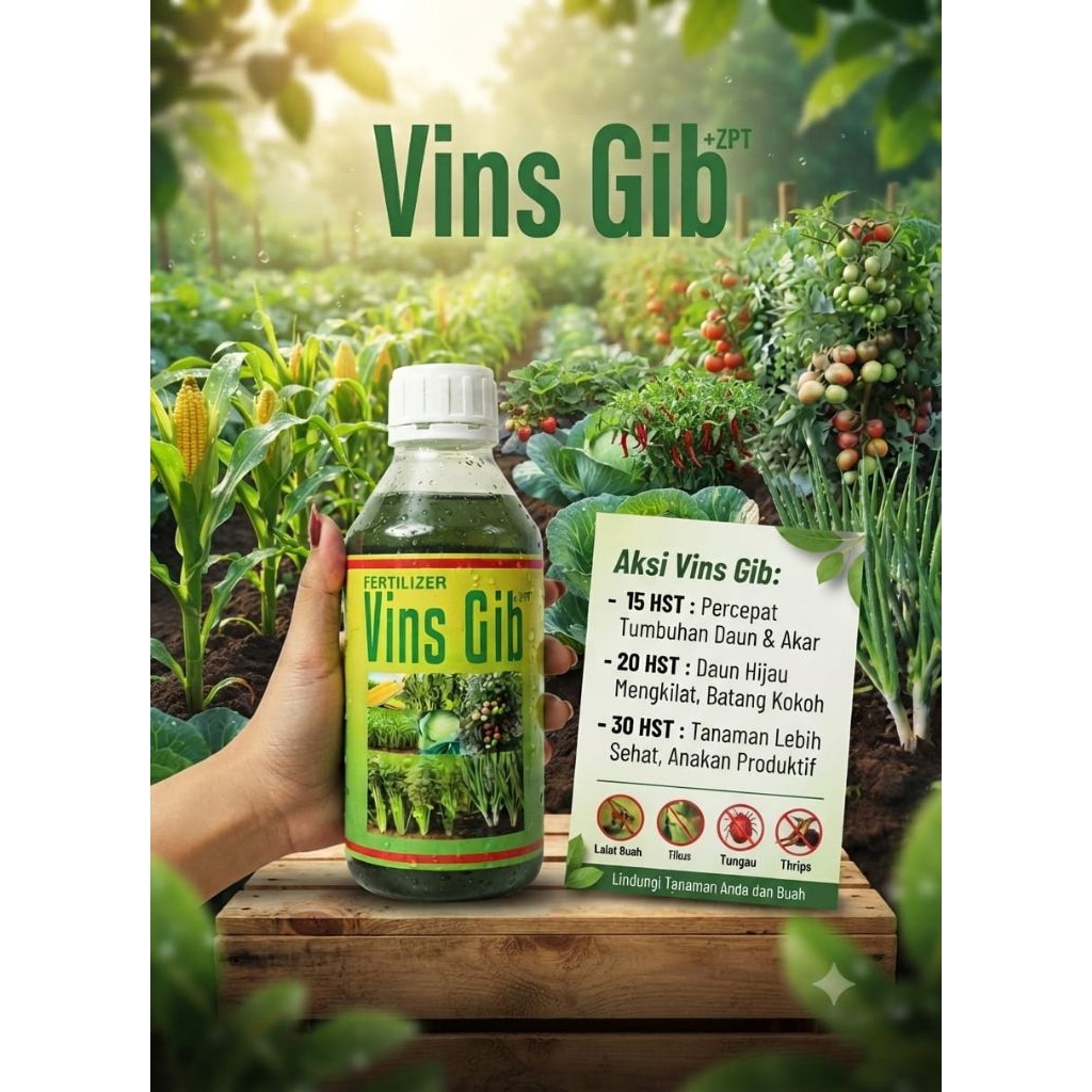 pupuk cair perangsang daun &tunas VINS GIB HIJAU  (1 liter)