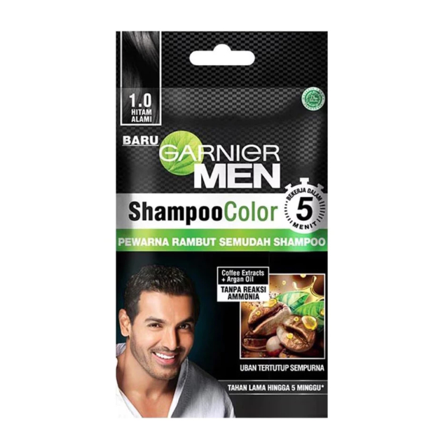 Garnier Men Shampoo Color Hair, Hitam Alami