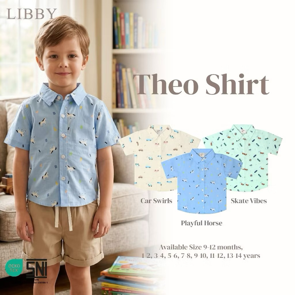 LIBBY BABY THEO SHIRT LIBBY KEMEJA ANAK LAKI LAKI / KEMEJA LIBBY 9bulan sampai 8tahun
