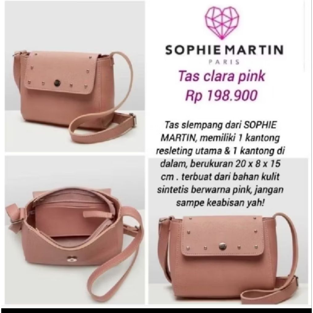 TAS SELEMPANG CLARA PINK SOPHIE MARTIN PARIS