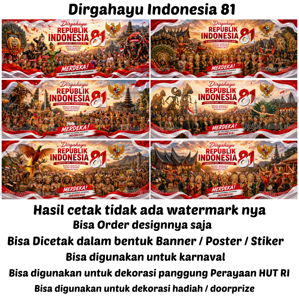 Banner Backdrop Spanduk HUT RI KE 81 semarak peringatan ulang tahun 17 Agustus 2026 Dirgahayu Republ