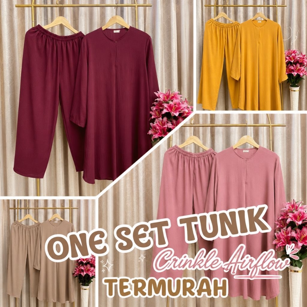 Lily Clothing ; Set Tunik & Kulot Wanita All Size – Outfit Set Stylish, Nyaman & Elegan (LD 120)