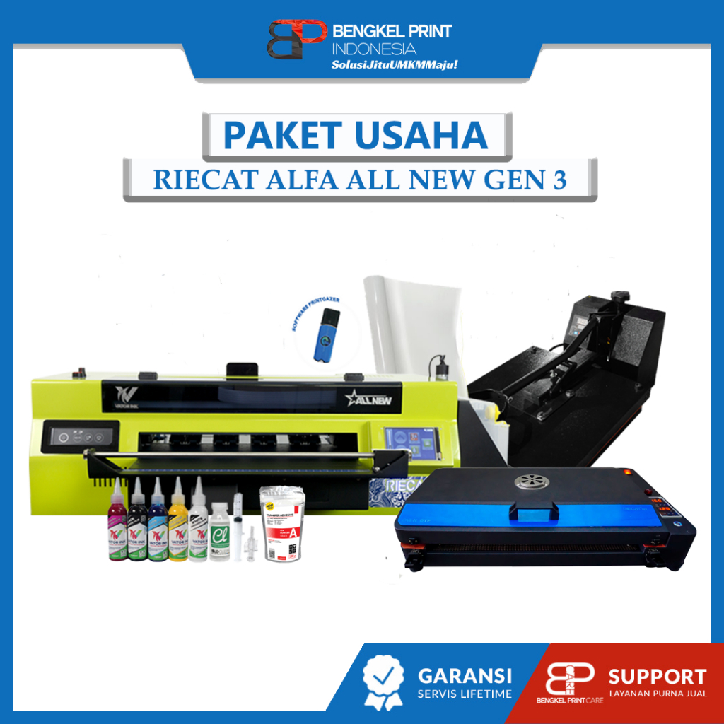 Paket Usaha Sablon DTF | Paket Mesin Riecat Alfa All New Gen 3 Lengkap