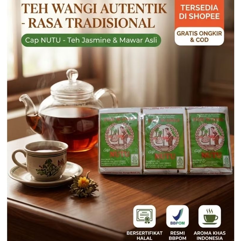 Teh Tubruk Cap Nutu Wangi Melati Original Pekalongan