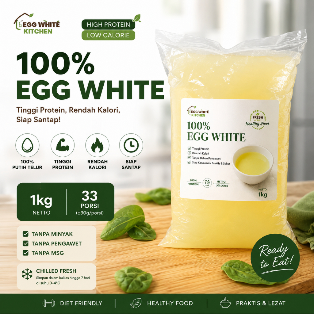 Putih Telur Murni 1kg | Putih Telur Mentah | Putih Telur Murni 100% | Putih Telur Murah