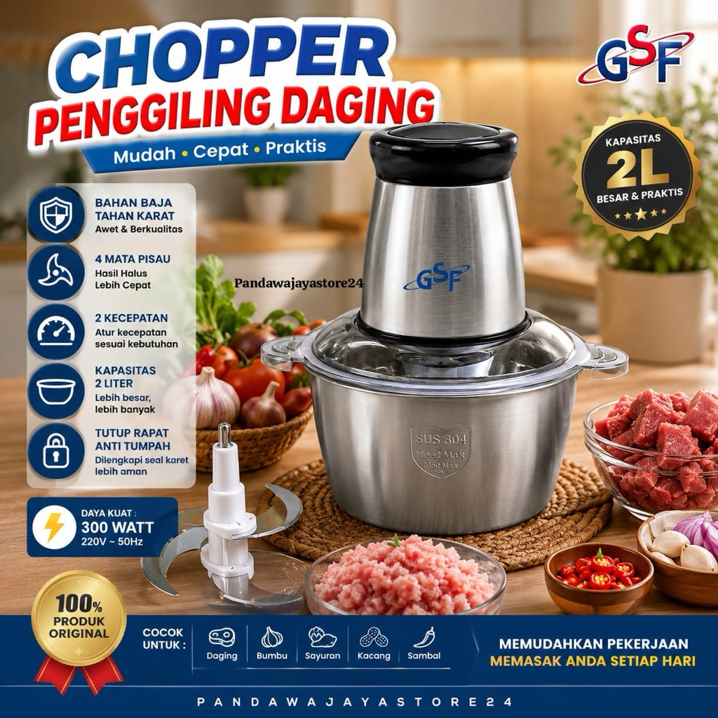 HOOPER SERBAGUNA / GILINGAN DAGING / BLENDER DAGING GSF KAPASITAS 2 LITER