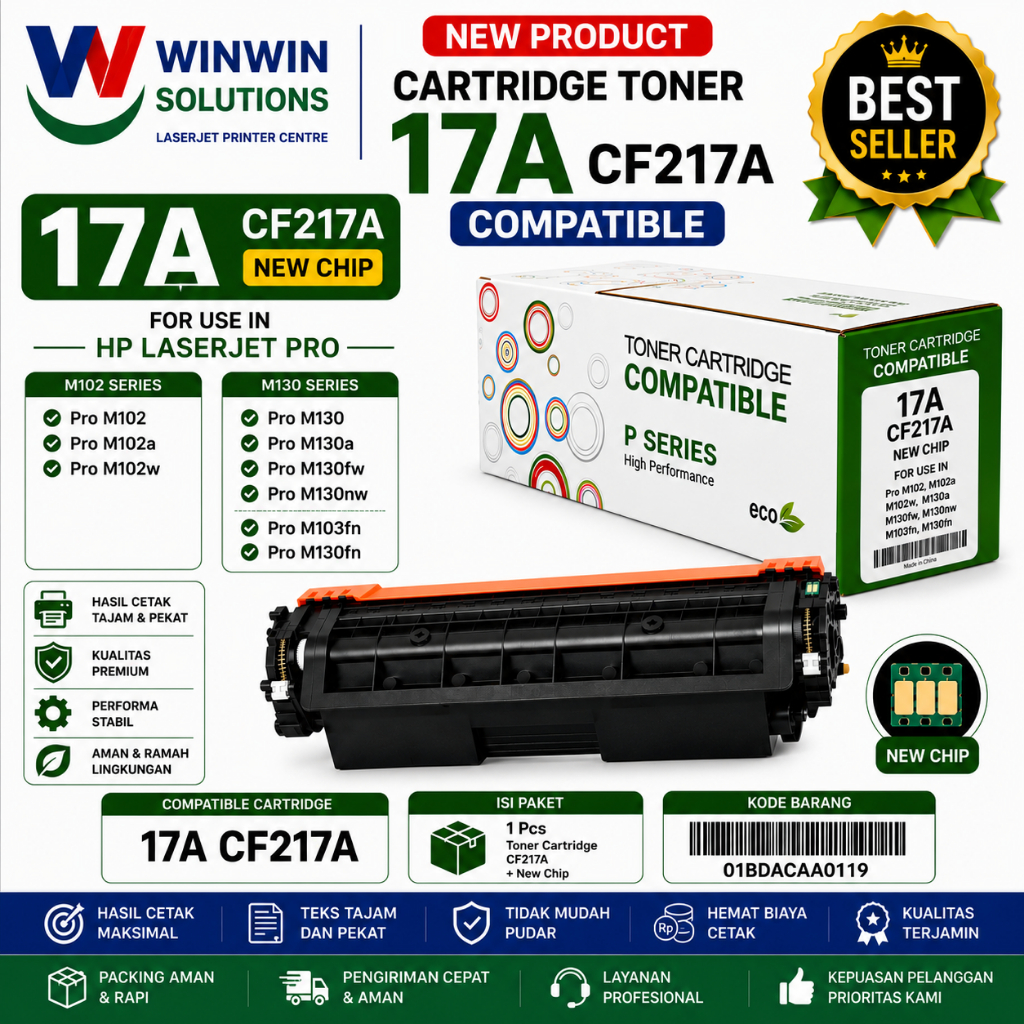 Cartridge Tinta Toner 17A CF217A Printer Pro M102 M102a M130fw M102w M130a M130nw M103fn M130fn