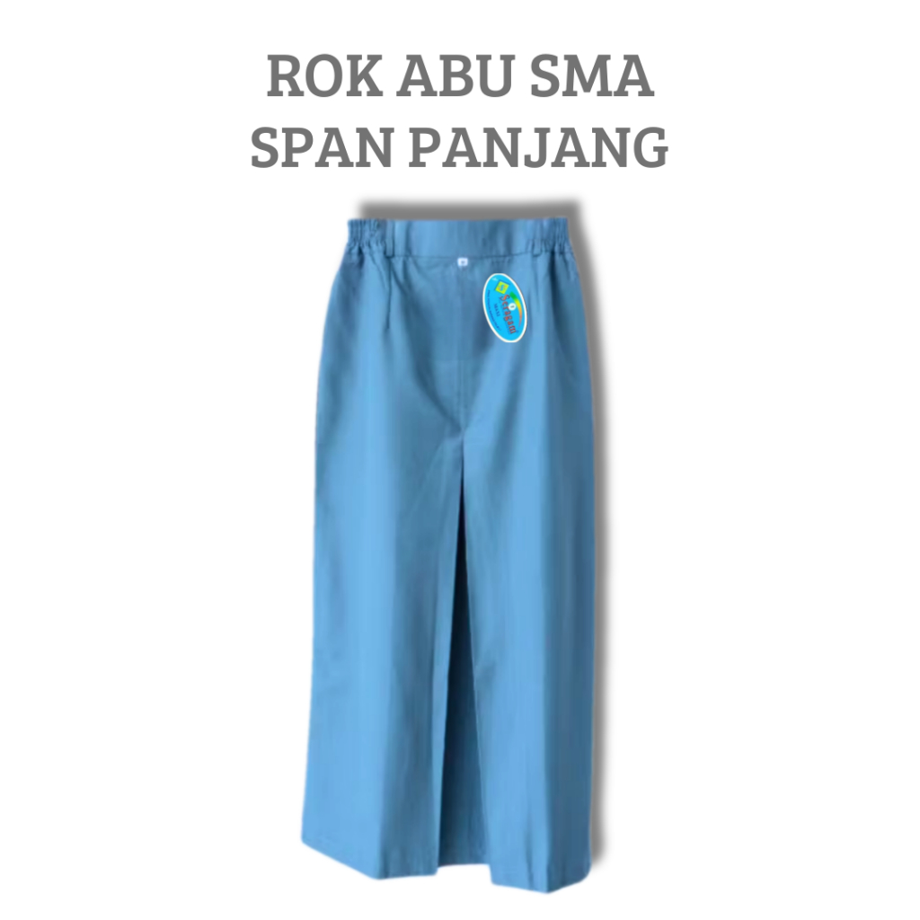 Rok Span Panjang Abu SMA Belah Tengah Merek Seragam | Rok Sekolah
