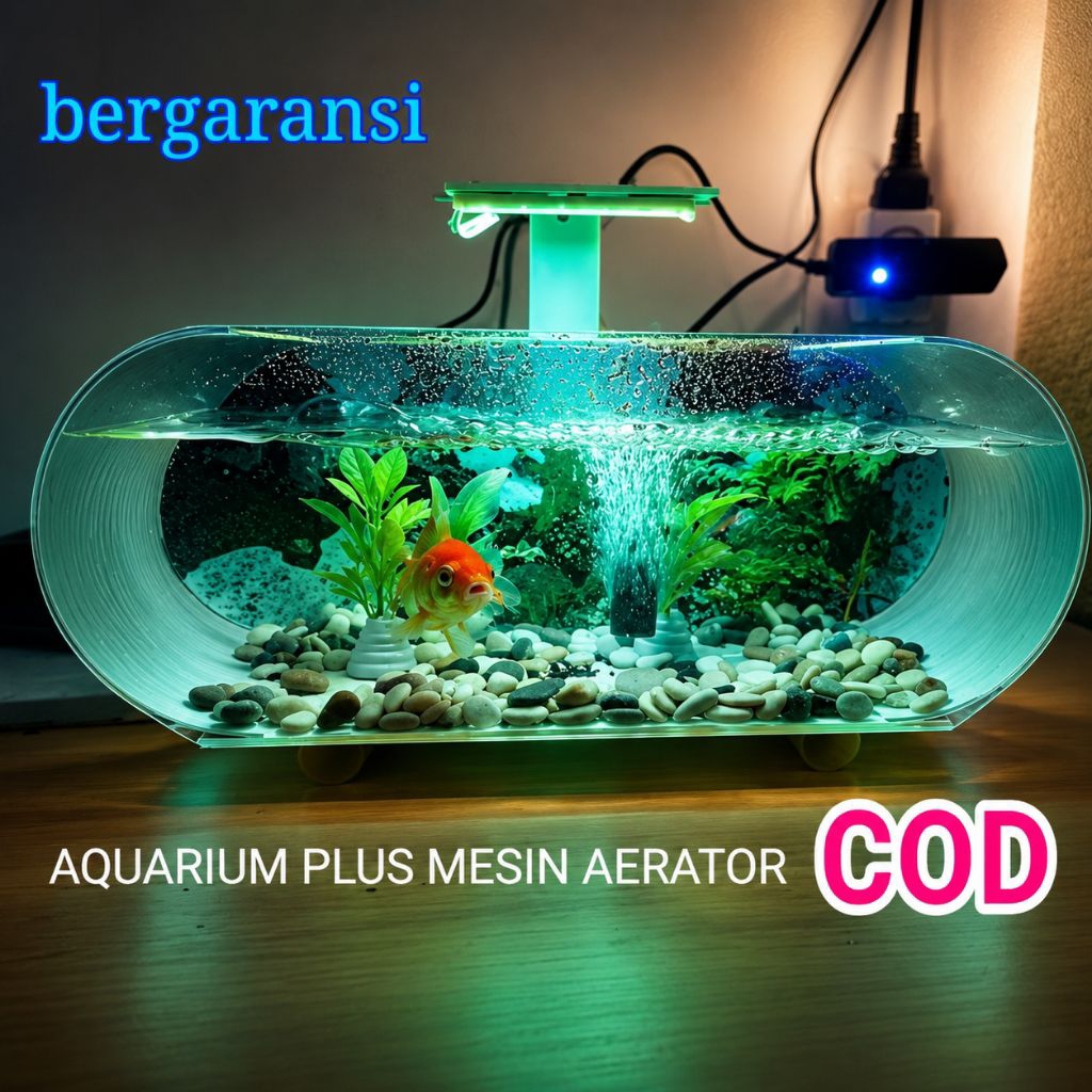 1 SET AQUARIUM MINI PLUS MESIN AERATOR/AQUARIUM MINI CUPANG PLUS GELEMBUNG UDARA