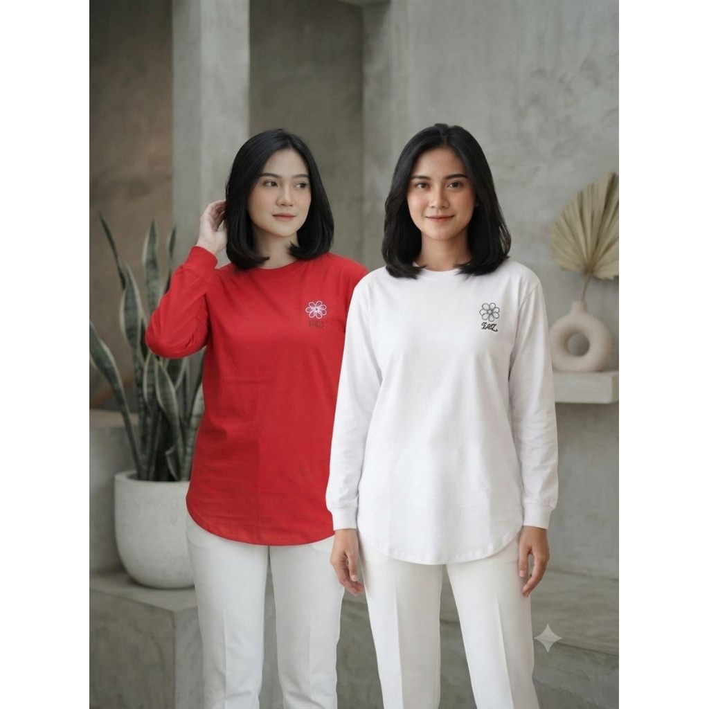 Kaos panjang cewek Phelicia wafle & katun