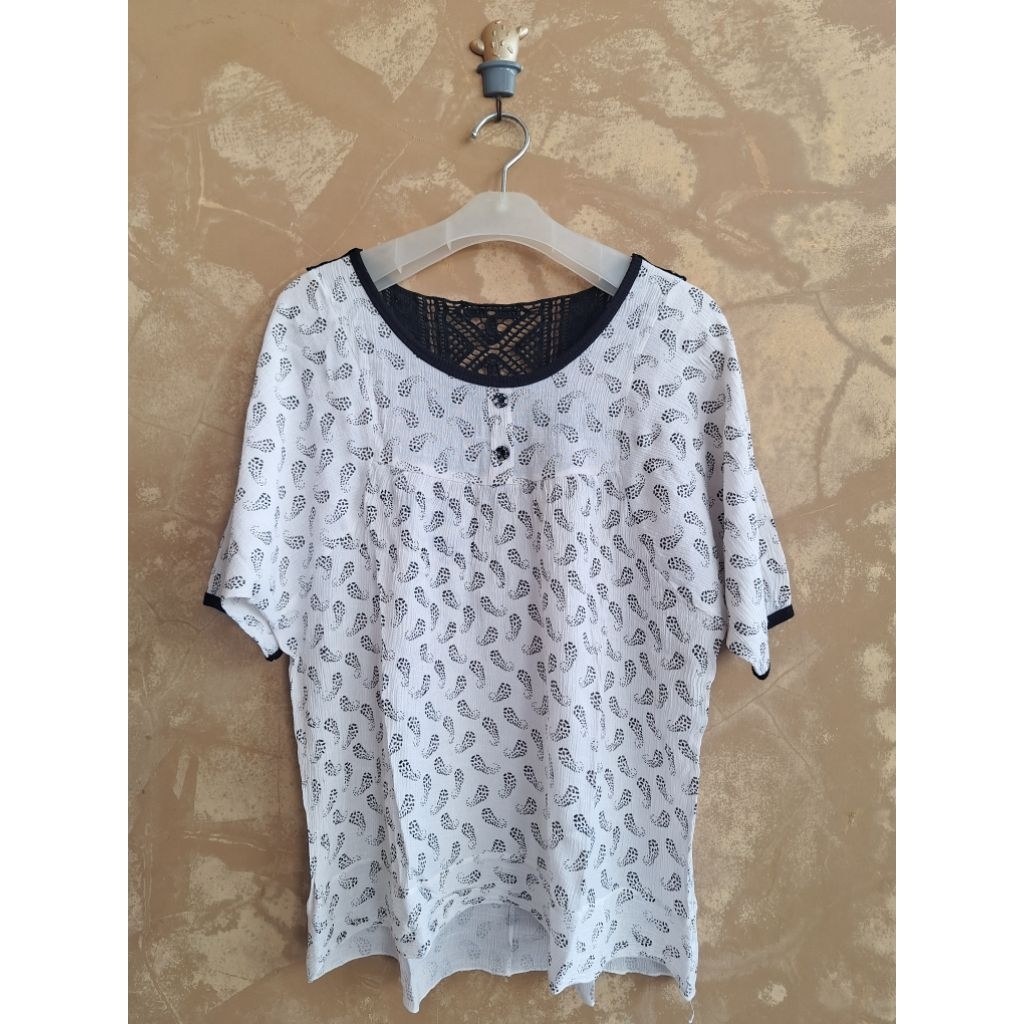PRELOVED BLUS SIFON TEKSTUR LENGAN PENDEK BAJU HANGOUT MAIN KERJA BLUS WANITA REMAJA DEWASA