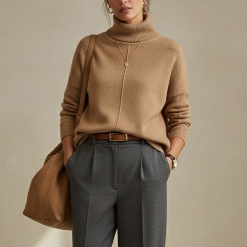 Preloved Massimo Dutti Sweater Turtleneck Camel MD.0045