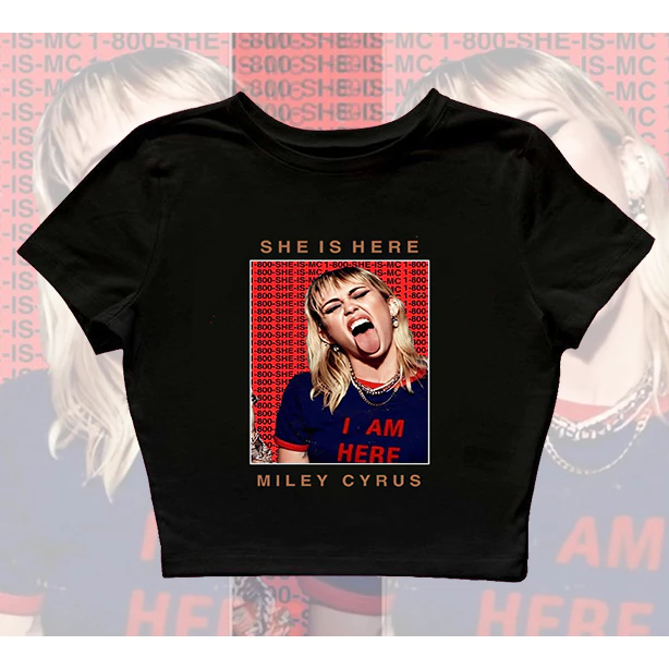 CROP TOP WANITA MILEY CYRUS BAHAN KNIT PREMIUM KAOS MILEY CYRUS