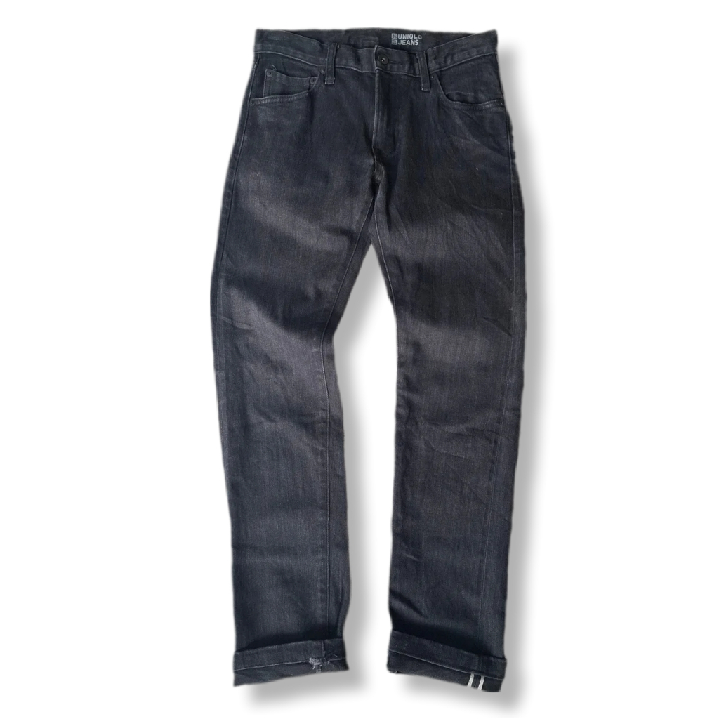UNIQLO +J SELVEDGE BLACK DENIM JEANS LONG PANTS | CELANA PANJANG : GS