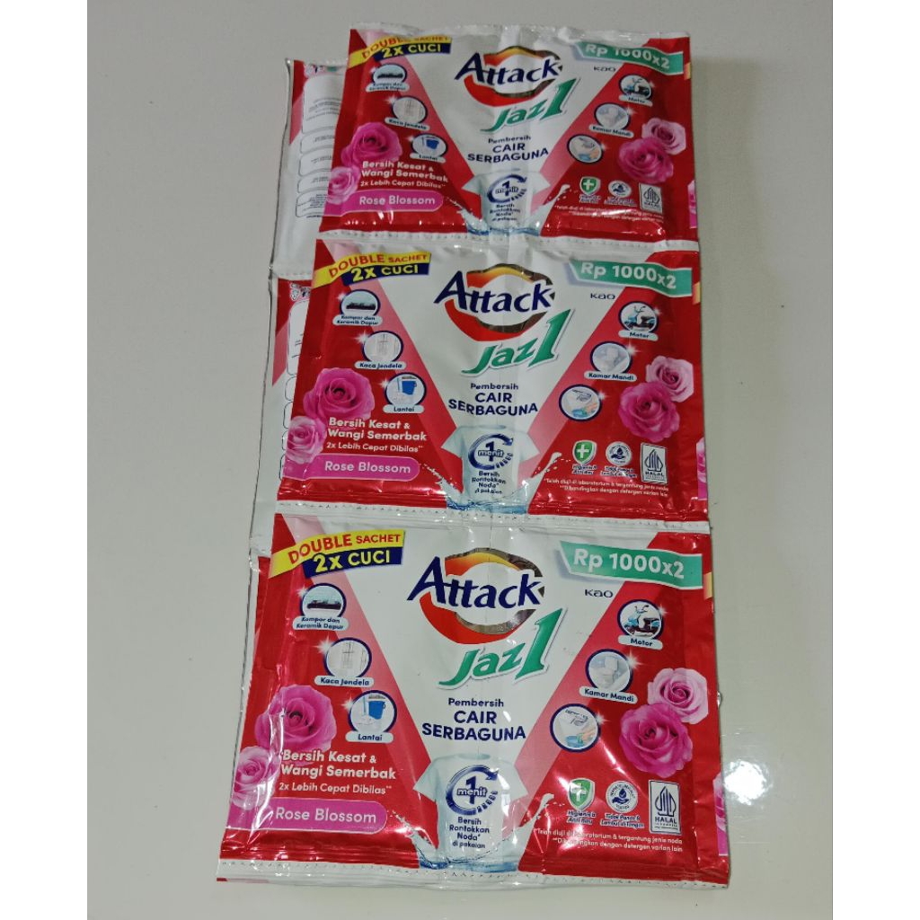 Deterjen cair Attack Jazz 1 Renceng Isi 12 Sachet -