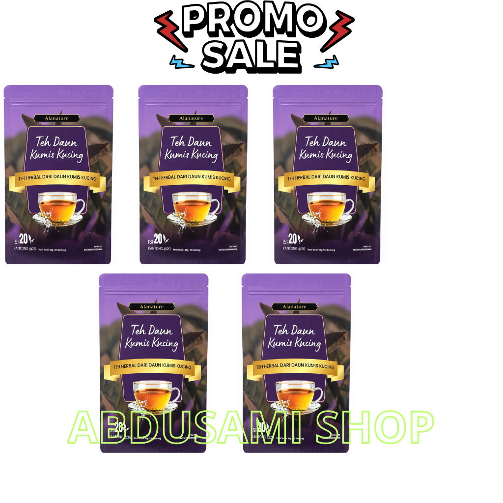 Alanature Teh Daun Kumis Kucing Herbal Paket 5 Isi 100 Kantong Kemasan Ungu
