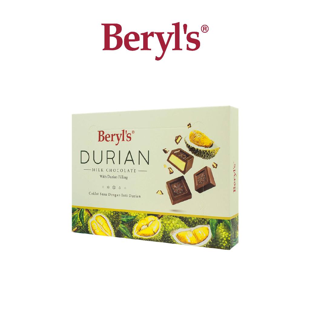 BERYLS BERYL’S DURIAN MILK CHOCOLATE WITH DURIAN FILLING COKLAT SUSU DENGAN INTI ISIAN ISI DURIAN SN