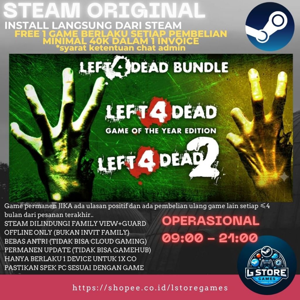 Left 4 Dead + Left 4 Dead 2 PC Original Offline Game