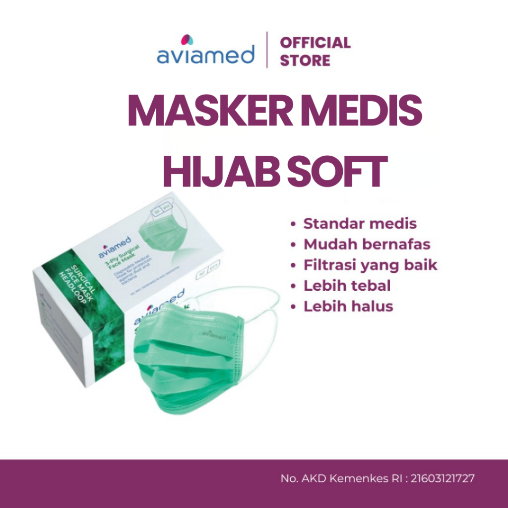 AVIAMED Masker Medis Headloop 3ply Hijab Premium standar Kemenkes