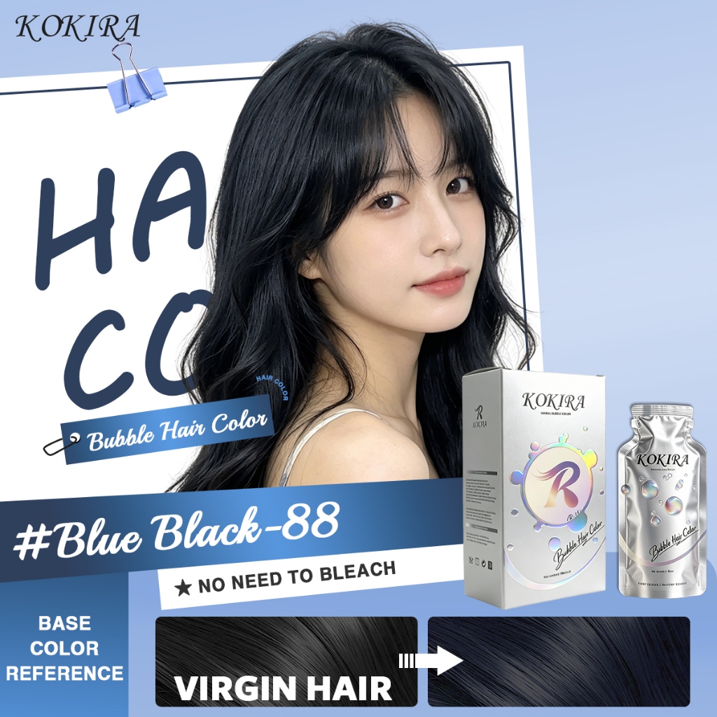 Kokira Bubble Hair Color Blue Black -88 bubble hair dye hello bubble hair color pewarna rambut busa 