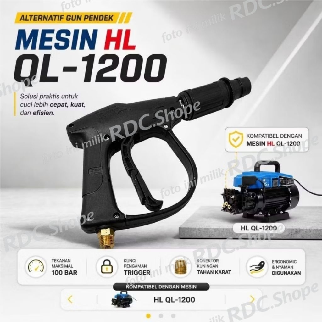 Alternatif Gun Pendek HL QL-1200 / Gun H&L QL-1200 / GUN HIGH PRESSURE QL1200 / GUN JET CLEANER H&L