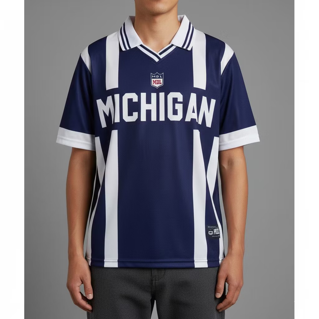 EMPAT LIMA JAYA KAOS JERSEY BERKERAH MICHIGAN OVERSIZE XXL NYAMAN DIPAKAI