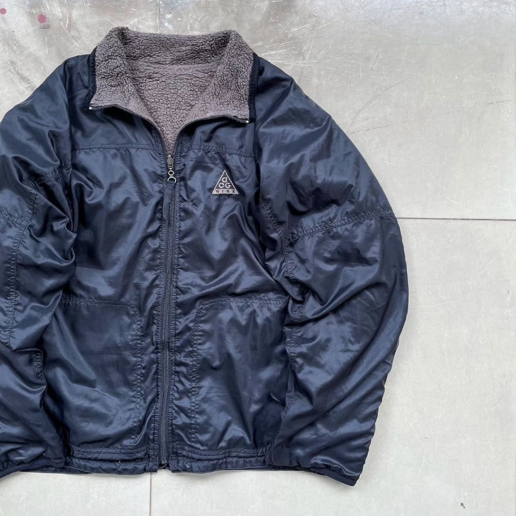 Nike ACG Reversible Fleece Jacket 2 Tone Vintage Original Bolak Balik Boxy Oversize Tag M Fit L