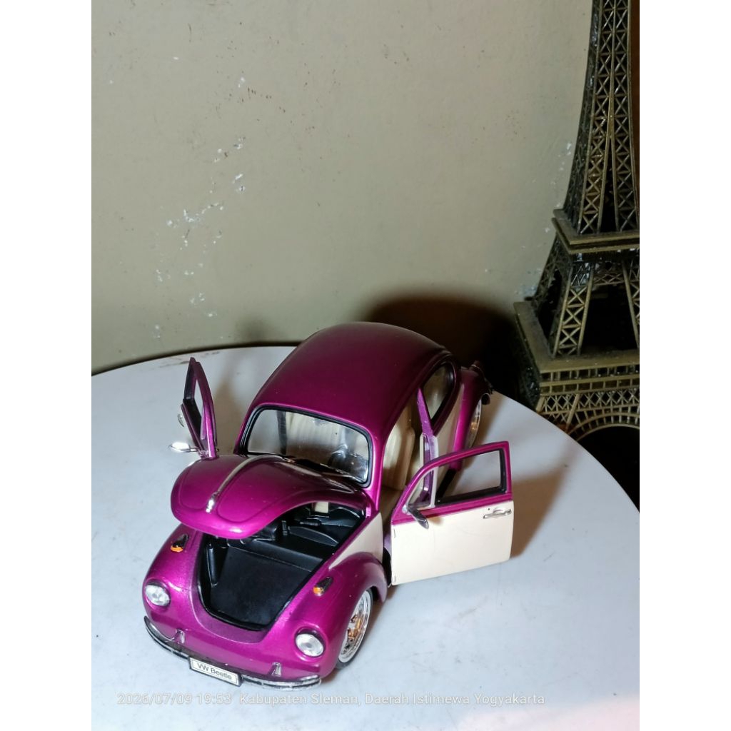 diecast welly hot rider volkswagen beetle 1/24 ( hard top ) ungu metallic loose tanpa box sesuai fot