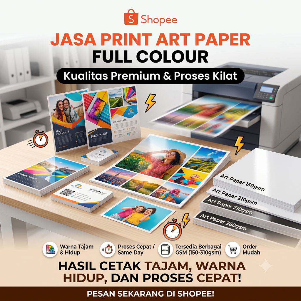 Jasa Print Art Photo Paper A4 Full Color Cetak Brosur Foto Poster Premium Kilat